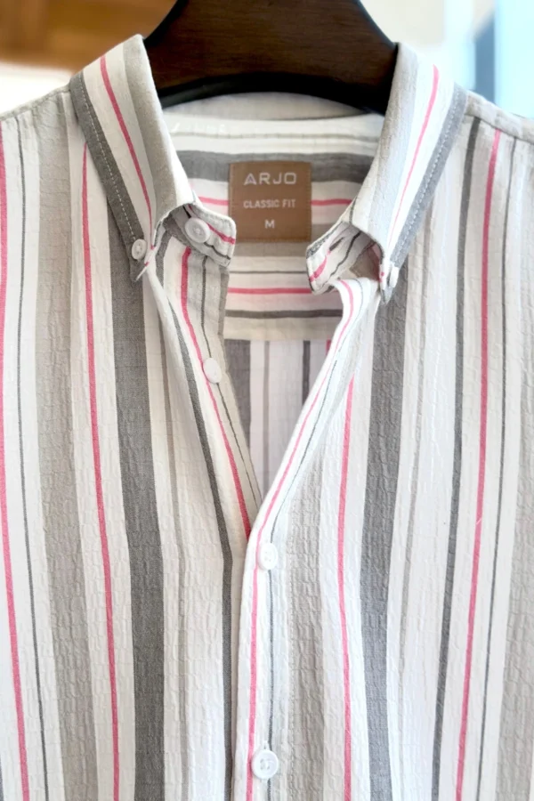 Light Blue With Red & White Stripe Shirt