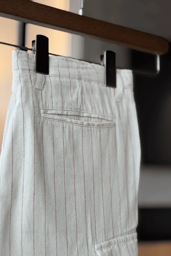 White With Red Pinstripe Cargo Shorts