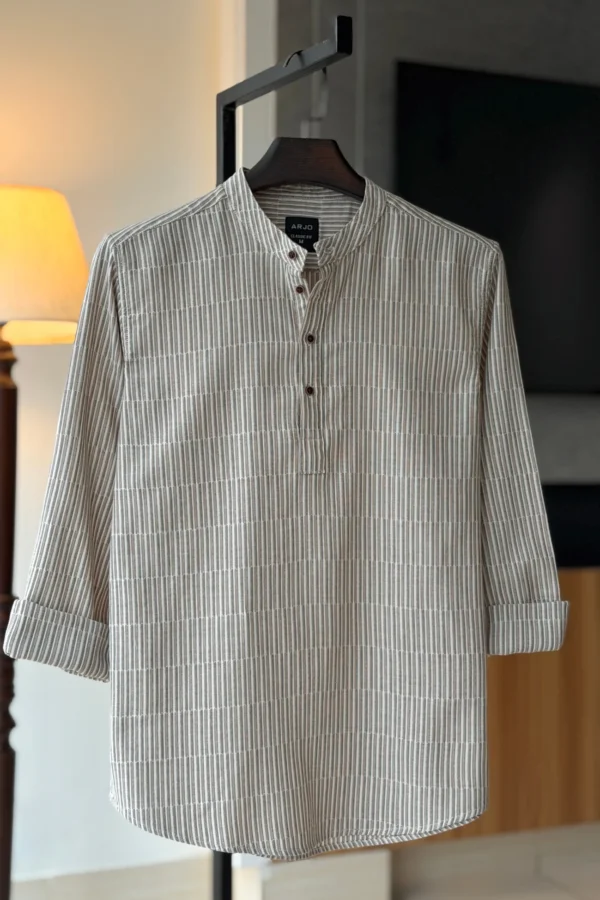 Rose Pink With Red & White Stripe Shirt